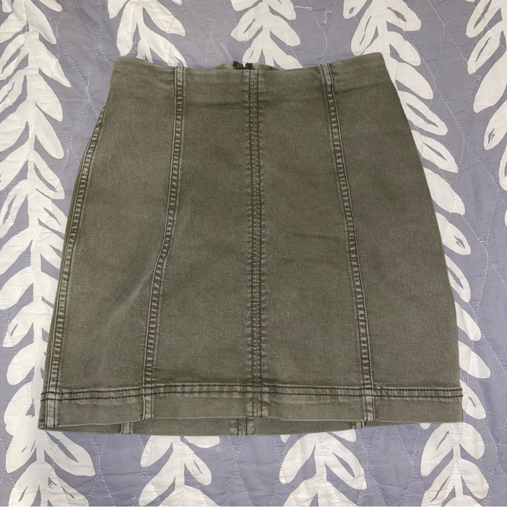 Army Green Jean Mini Skirt